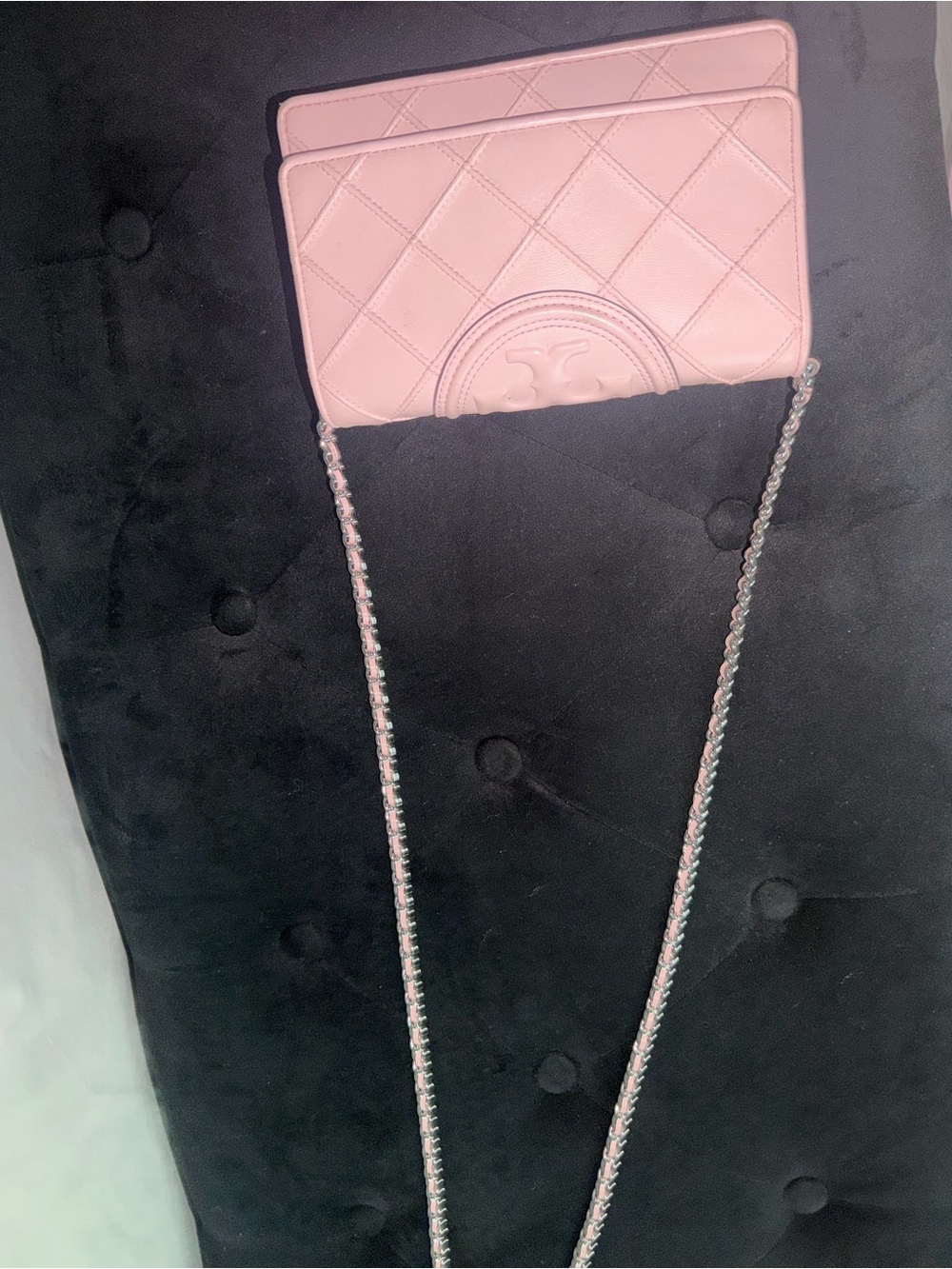 Tory Burch Pink Quilted Crossbody with Chain Strap